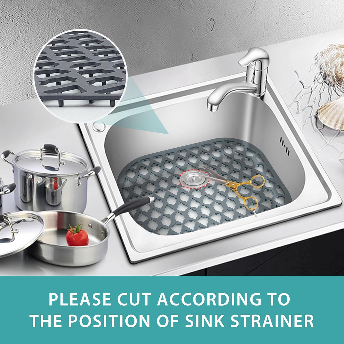 Sink Protectors for Kitchen Sink 13x11, Large Silicone Sink Mats Grid for Bottom of Farmhouse Stainless Steel Sink (2 Packs)