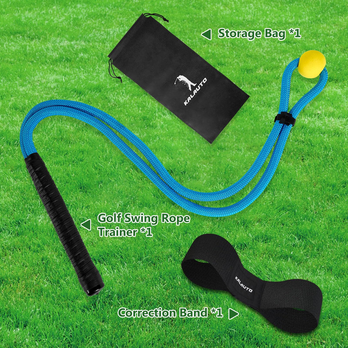 KALAUTO Golf Rope Swing Trainer Set-Golf Swing Training Aid,Improved Golfers Swing and Master Tempo,Golf Gifts for Men Golfers,Included Swing Correcting Arm Band&Rope Trainer with Weighted Ball(Blue)