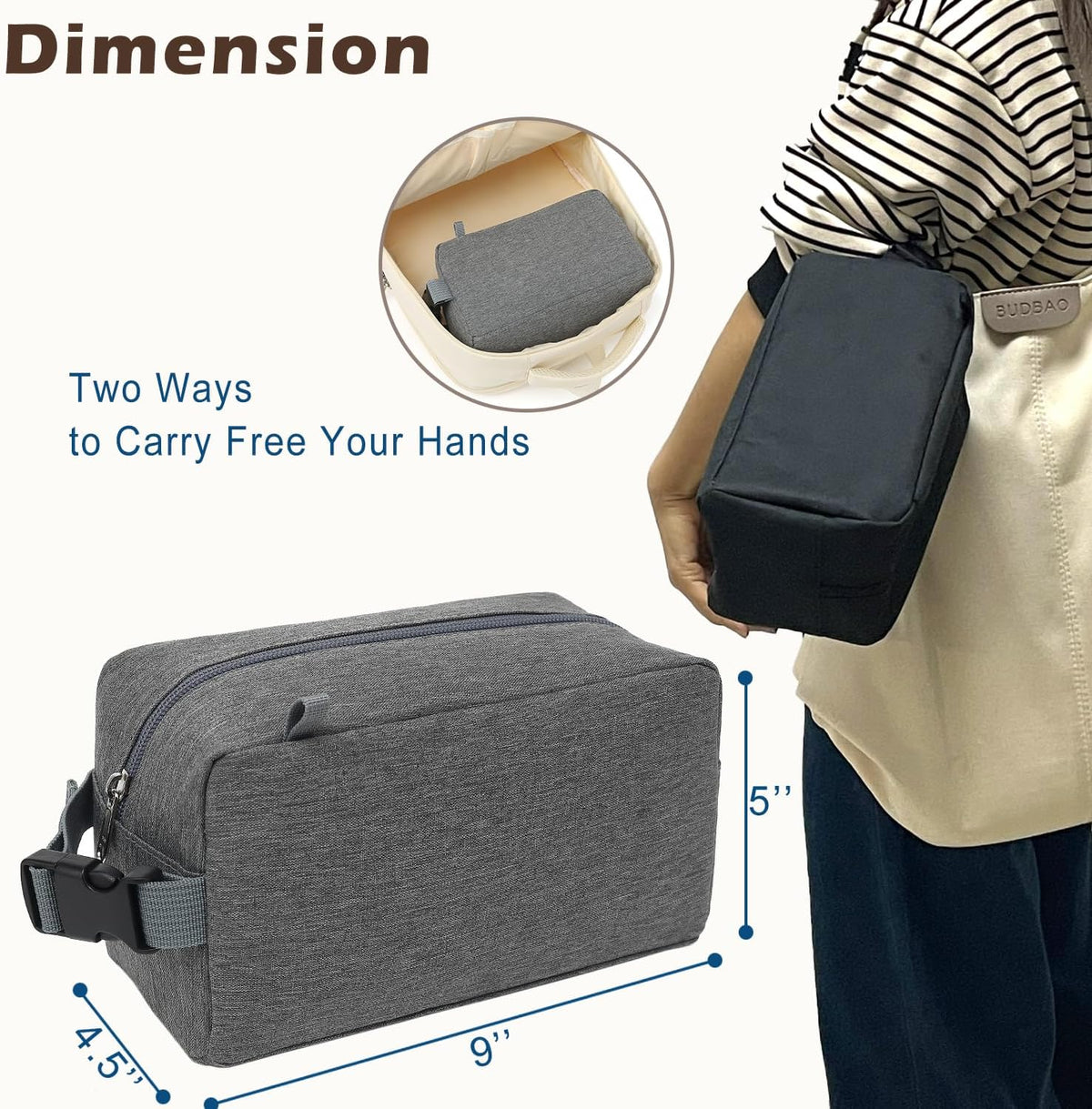 FlowFly Small Insulated Lunch box Portable Soft Bag Mini Cooler Thermal Meal Tote Kit with Buckle for Work, GreyWithBuckle