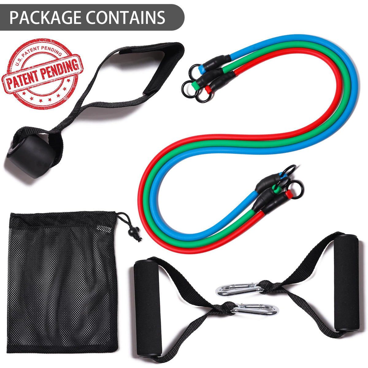 Resistance Bands Set with Handles and Door Anchor for Home Workouts