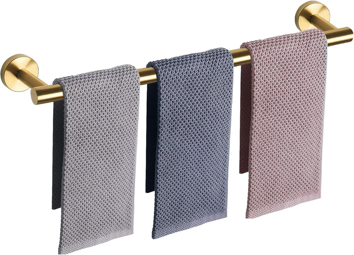 NearMoon Bath Towel Bar, Bath Accessories Thicken Stainless Steel Shower Towel Rack for Bathroom, Towel Holder Wall Mounted (1 Pack, Brushed Gold, 33 Inch)