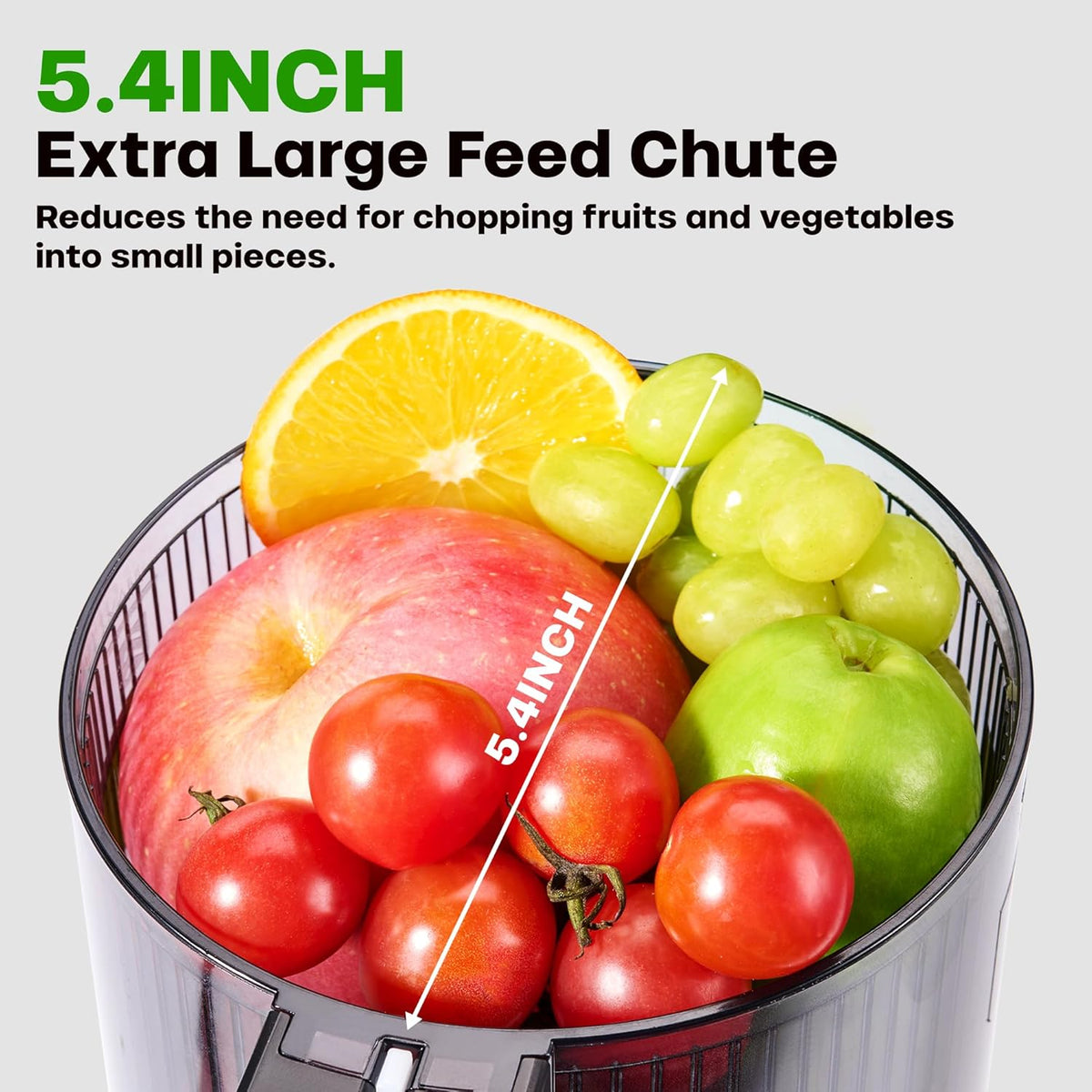 Cold Press Juicer, 5.4" Wide Feed Chute Juicer Machines for Vegetable and Fruit, Slow Masticating Juicer with AC Moter, Easy to Clean, AC-Black