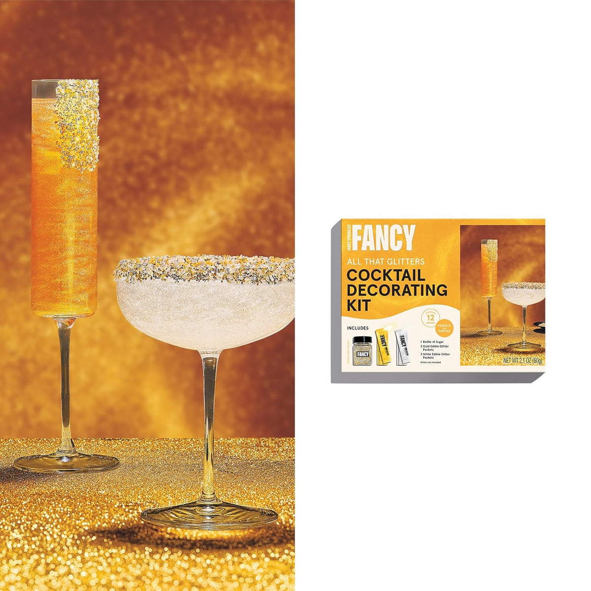Fancy Sprinkles All That Glitters Cocktail Kit, for Happy Hour, Parties, Bachelorette, Gifting, & Celebrations