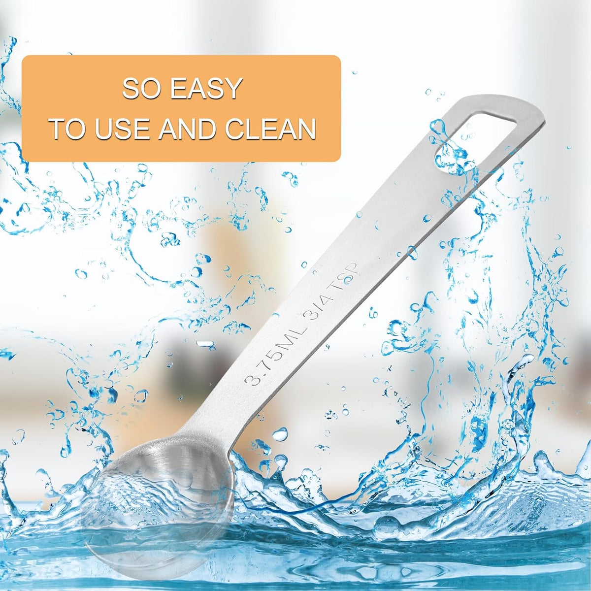 2Pcs 3/4 tsp Measuring Spoon, (1/4 tbsp | 3.75 ml | 1/8 oz) Stainless Steel Measure Spoons, Tablespoon Measuring Spoon with Precise Scale(Silver)
