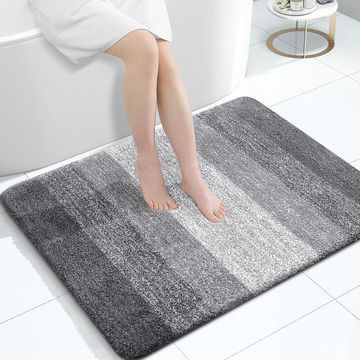 OLANLY Bathroom Rugs Mat 40x32, Extra Soft Absorbent Microfiber Bath Rugs, Rubber Backing, Quick Dry, Machine Washable Bath Mats for Bathroom Floor, Tub and Shower, Home Decor Accessories, Grey