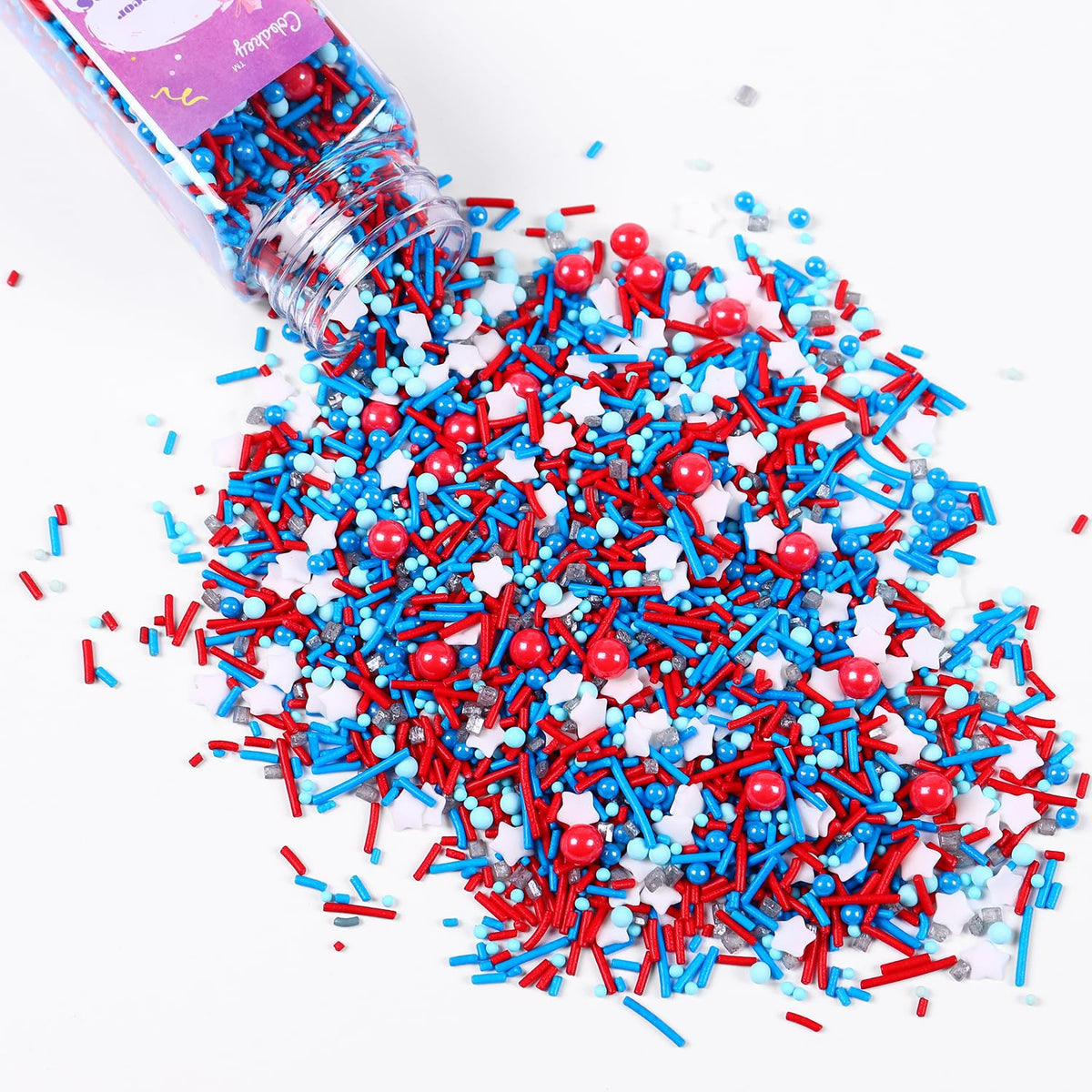 Cobakey Patriotic Sprinkles for Baking, Red White and Blue Sprinkles for Cupcakes, 4th of July Sprinkles Perfect for Independence Day Dessert Party 4.23 Ounce
