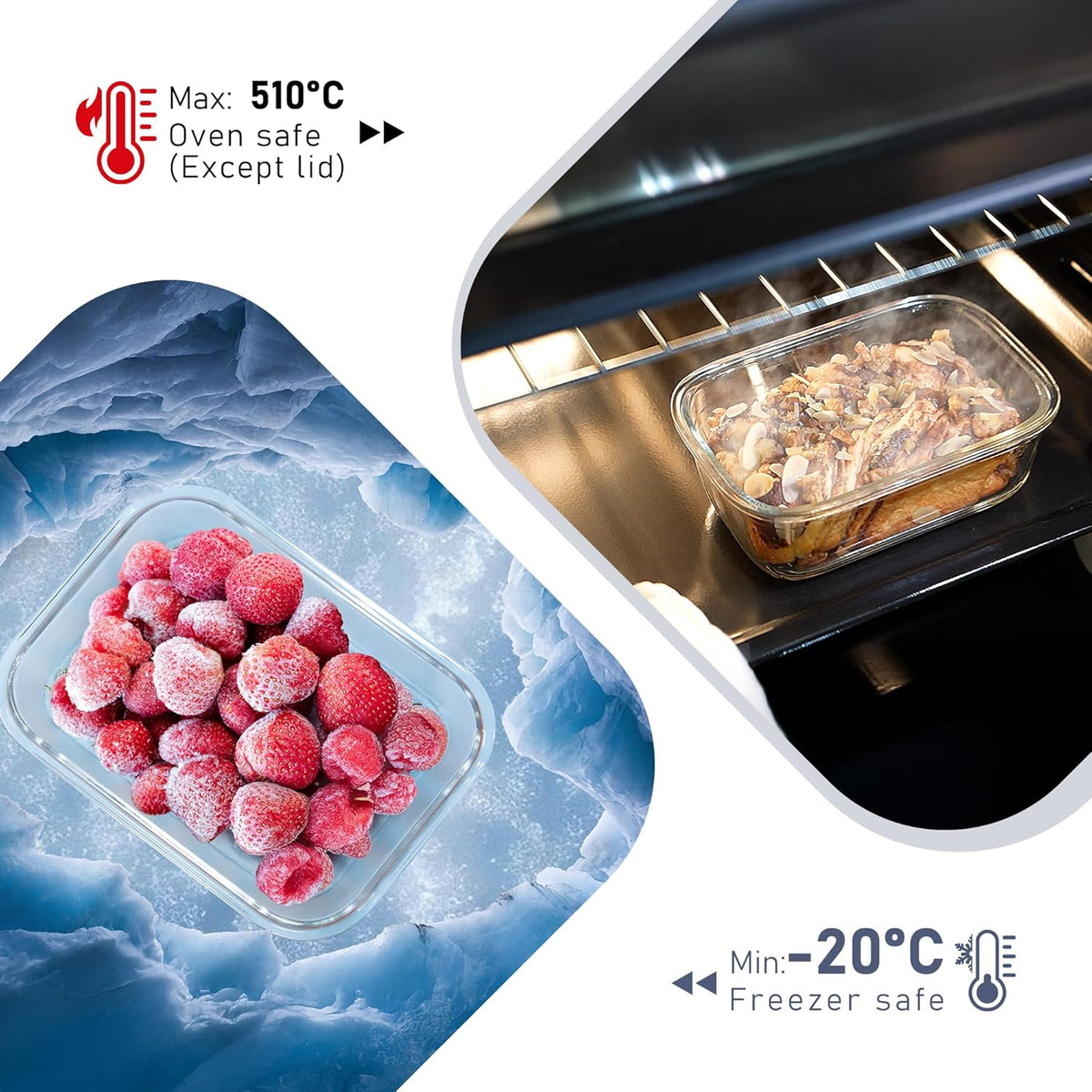 10-Pack Glass Food Storage Containers with Tempered Lids – Borosilicate, Airtight, Oven-Safe (-4°F~950°F), BPA-Free, 4.4 & 1.6 Cup, Leak-Proof, Dishwasher Safe (Pink)