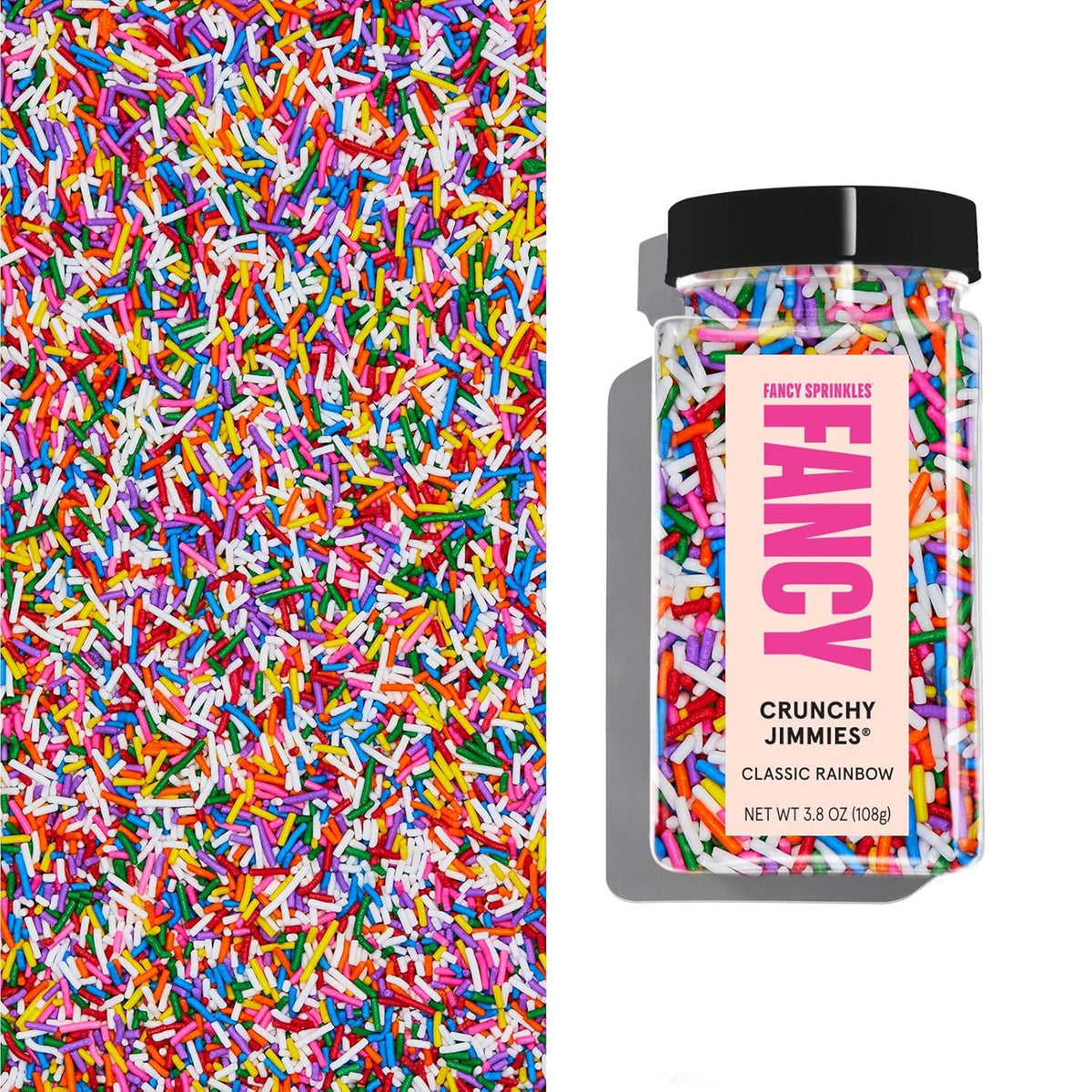 Fancy Sprinkles Classic Rainbow Crunchy Jimmies, Real Sugar, For Ice Cream, Cookies, Cakes, Cupcakes, Dessert Decorating, Original, Mulit-Colored, Rainbow Sprinkles (0.5c)