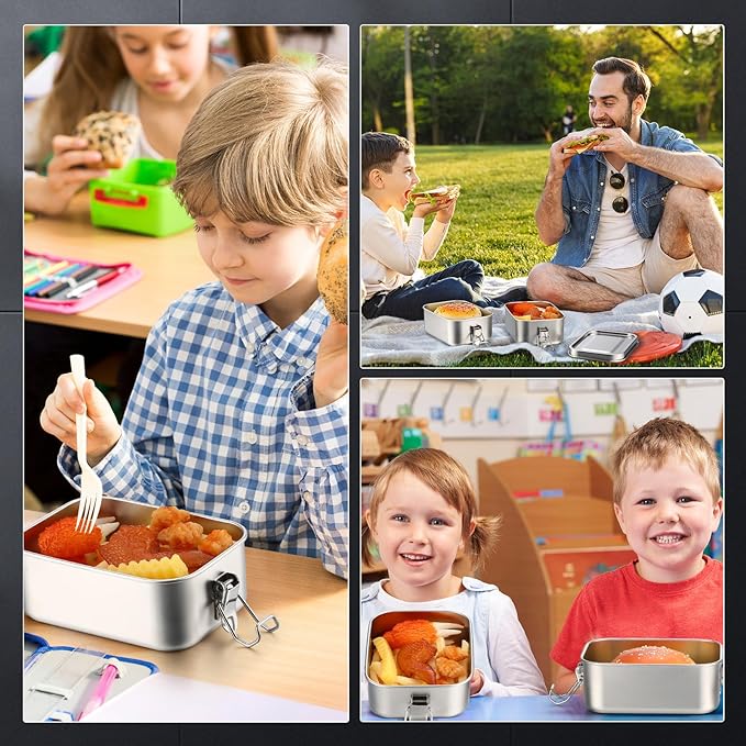 Umigy 1 Pcs Stainless Steel Bento Box 550ml Metal Lunch Box Food Storage Containers Metal Container, Lockable Clips to Leak Proof, Reusable Dishwasher Safe Lunch Snack Boxes for Work, School