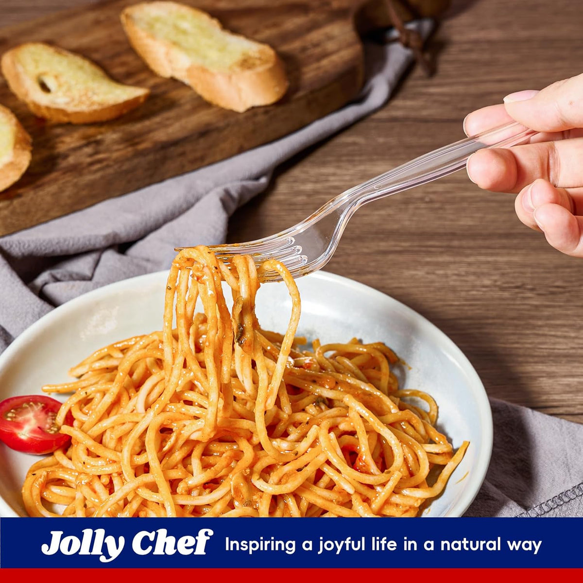 JOLLY CHEF [300 Count] Clear Plastic Forks,Heavy Duty Disposable Forks Plastic Utensils Perfect for Home, School, Party, Restaurant or Daily use