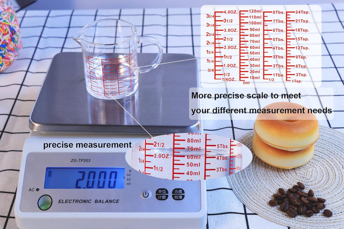 Measure Glass -[Insulated handle | V-Shaped Spout]-Made of High Borosilicate Glass Measuring for Kitchen or Restaurant, Easy to Read, 120 ML (4 Oz)