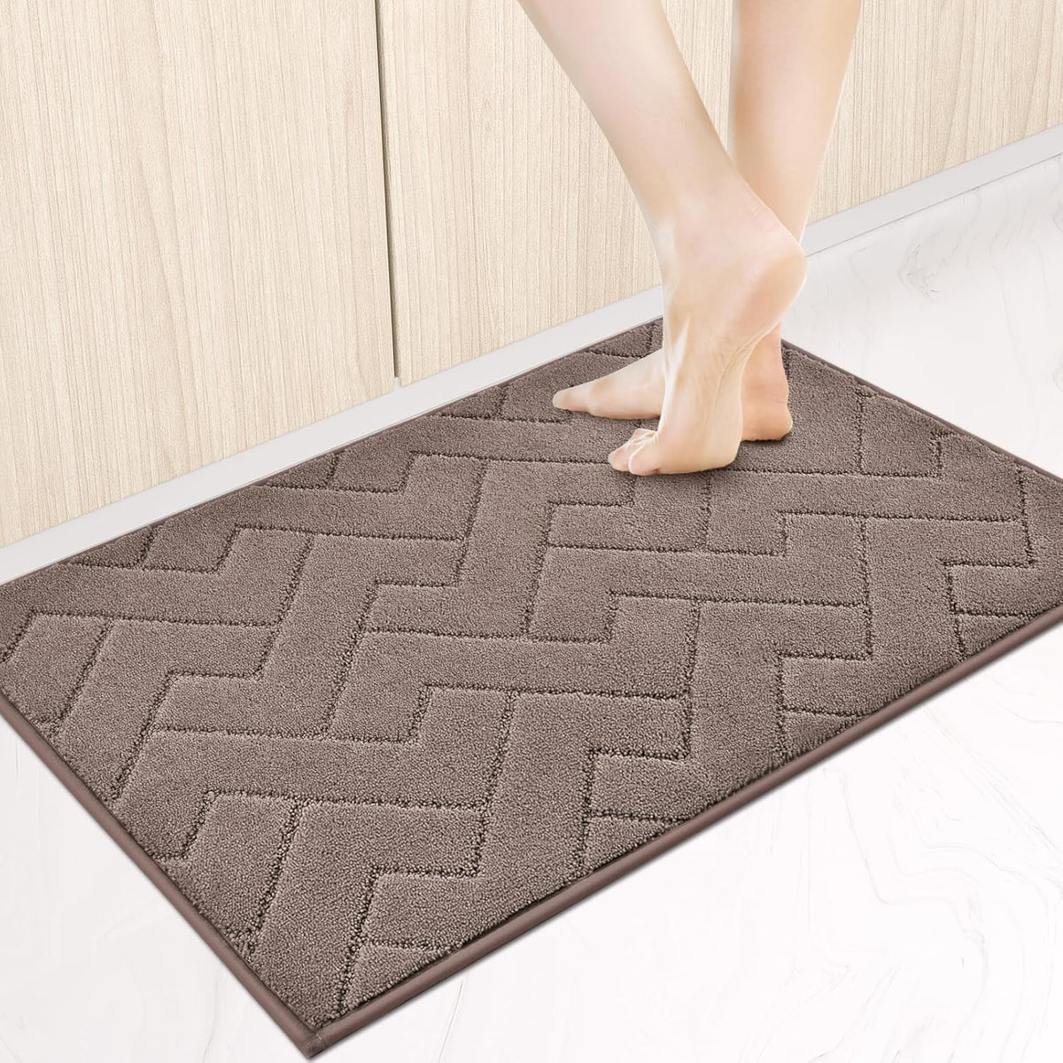 Machine Washable Kitchen Rugs 24" x 36", Non-Slip Kitchen Runner Rugs Mats for Floor, Absorbent Comfort Standing Mats for Kitchen, Sink, Laundry and Hallway, Grayish Brown