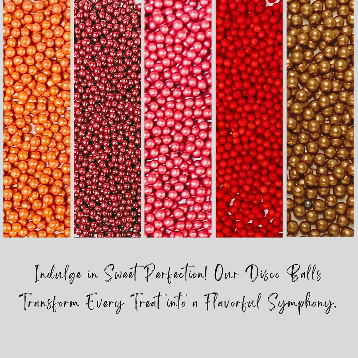 Confect Pearl Sprinkles | Edible Disco Ball Sprinkles for Cakes & Cupcakes Decoration | Pack of 5 Mix Bright Orange, Copper, Pink, Red & Bronze Dragees - Carnival |Vegan, Gluten-Free, Nut-Free, Soy-Free, Dairy-Free, Palm Oil-Free- 5 Oz