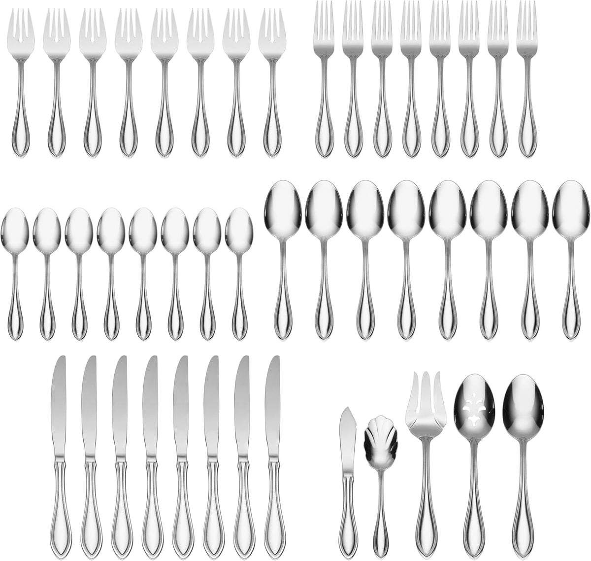 Oneida 2905045HL20 American Harmony 45 Piece Everyday Flatware Set, Service For 8