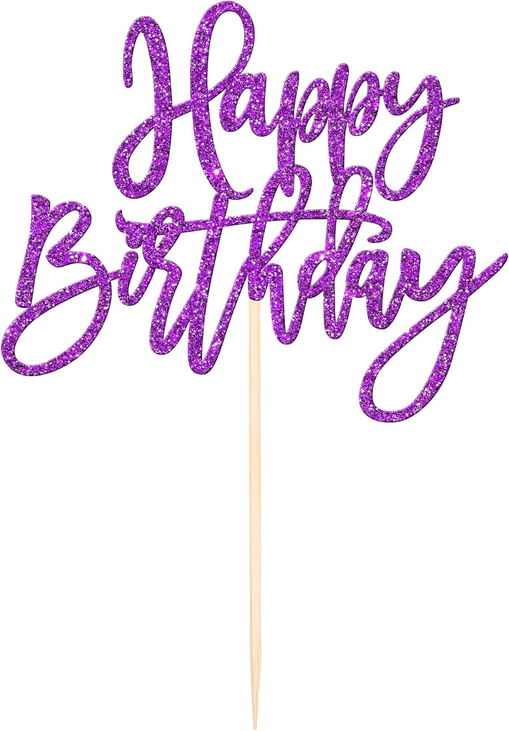 ZHUOWEISM 1 PCS Happy Birthday Cake Topper Glitter Happy Birthday Cake Pick for Celebrating Happy Birthday Anniversary Theme Party Cake Decorations Supplies Purple