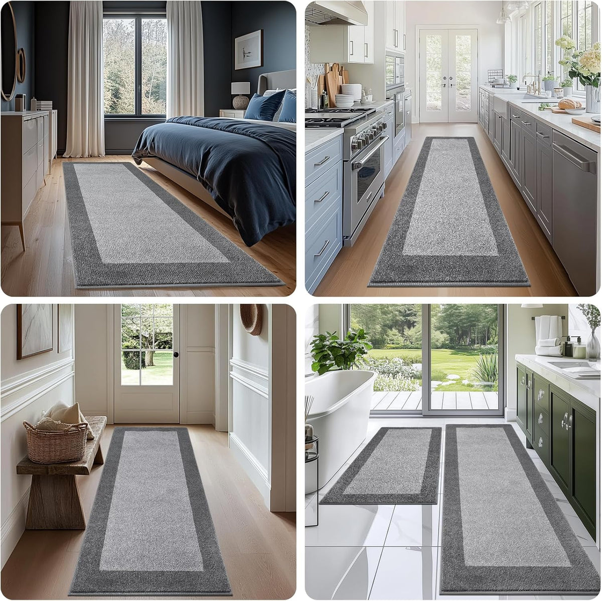 Machine Washable Kitchen Rug 24" x 36", Non Slip Kitchen Mat for Floor, Absorbent Entrance Throw Rug for Bedroom, Hallway, Bathroom, Door