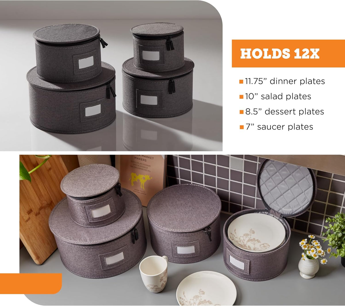 storageLAB China Storage Containers, Containers for Organizing, Hard Shell Case, Felt Plate Dividers, Moving Supplies, Storage Box, Wine, Dishes, Glasses Storage, Charger Plates Storage Containers