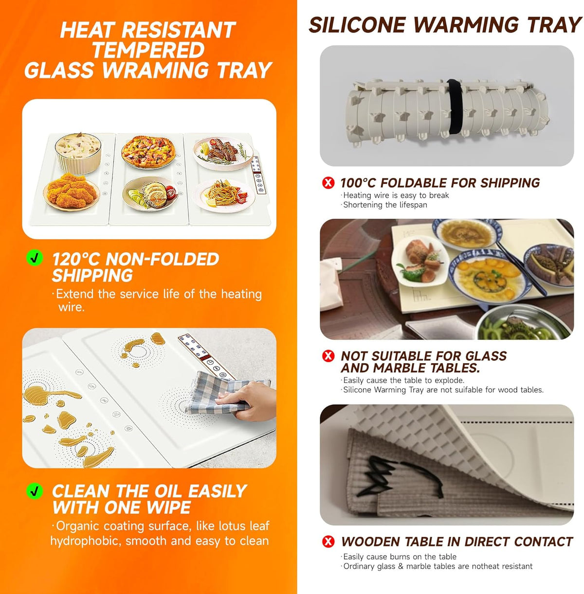 TOPRATED Large Splicing Electric Warming Tray (17x15 inch), Metal Foldable and Portable Heating Warmers Food Warming Mat for Kitchen,Parties, Buffet, Restaurant, Family dinner,Countertop