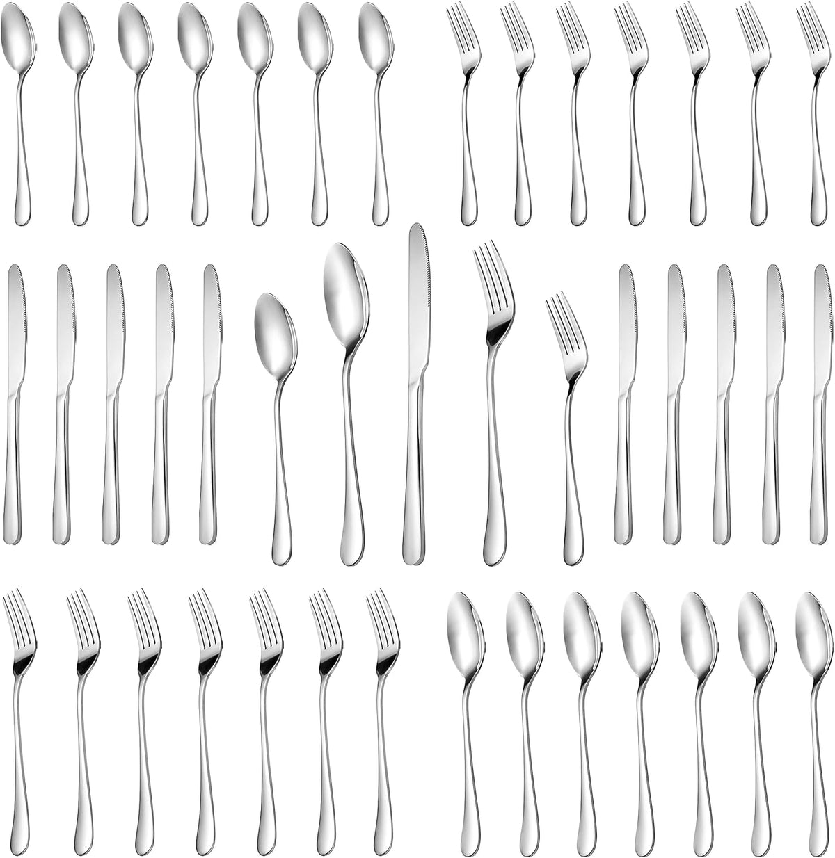 MUTNITT 30 Pcs Silverware Set Service for 6,Premium Stainless Steel Flatware Set,Mirror Polished Cutlery Utensil Sets,Durable Kitchen Eating Tableware Sets,Include Fork Knife Spoon,Dishwasher Safe