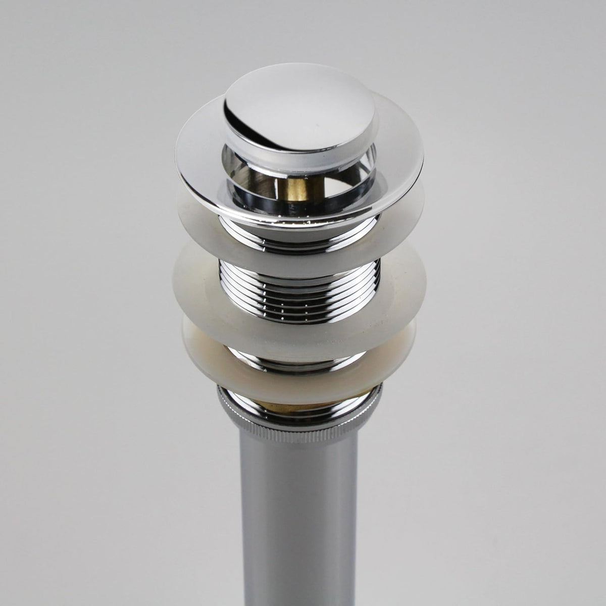 Polished Chrome Pop Up Sink Drain without Overflow, Bathroom Faucet Vessel Vanity Sink Drain Stopper