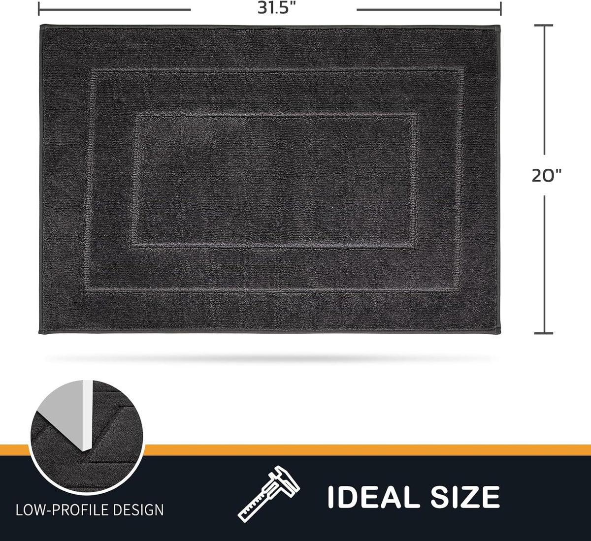 PURRUGS Dirt Trapping Door Mat 20" x 31.5", Non-Slip/Skid Machine Washable Entryway Rug, Dog Doormat, Super Absorbent Welcome Mat for Muddy Wet Shoes and Paws, Charcoal