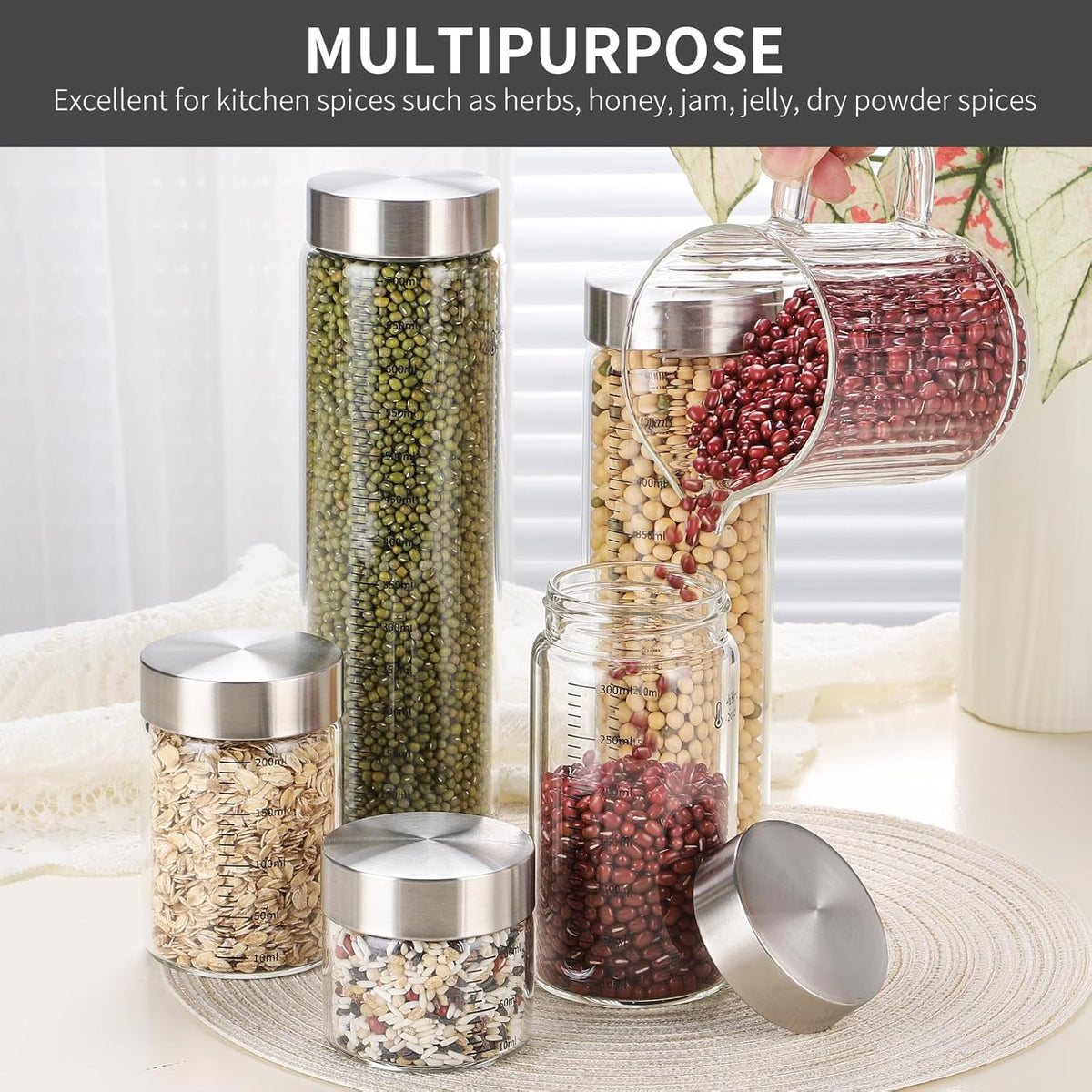 4 Oz Glass Bottles, 4 Pack Glass Jar with Lid, BPA Free, Borosilicate Glass, Stainless Steel Lids for Juicing, Smoothies, Infused Water, Beverage Storage