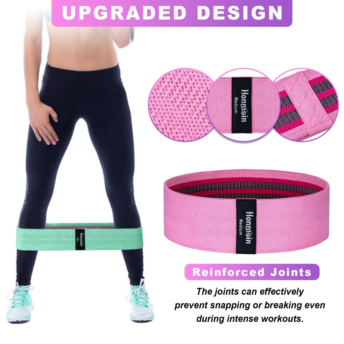 Resistance Bands for Working Out, 3 Levels Fabric Exercise Bands Set