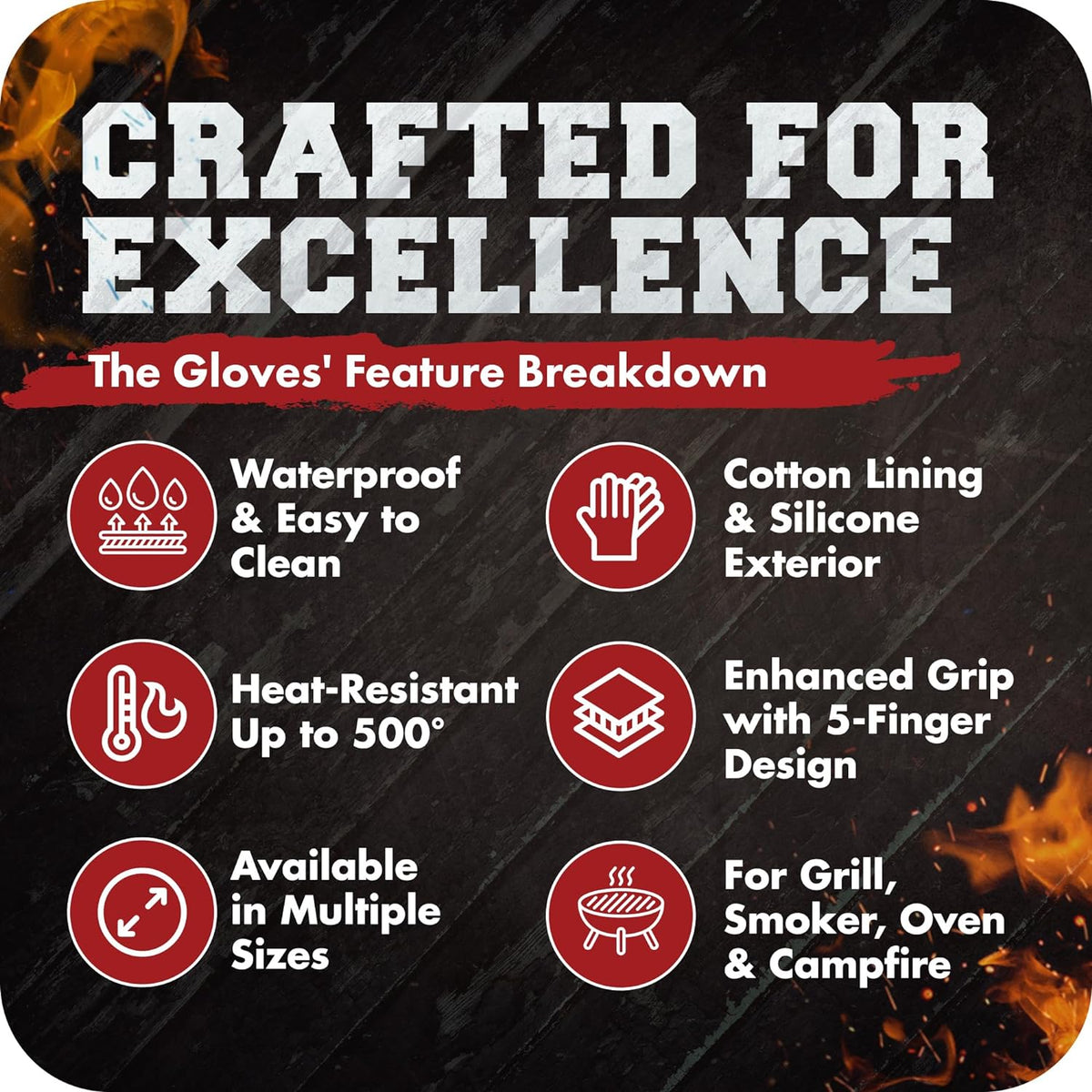 KITCHEN PERFECTION S Silicone Smoker Oven Gloves -Extreme Heat Resistant BBQ Gloves -Handle Hot Food Right on Your Grill Fryer Pit|Waterproof Oven Mitts |Superior Value Set+3 Bonuses