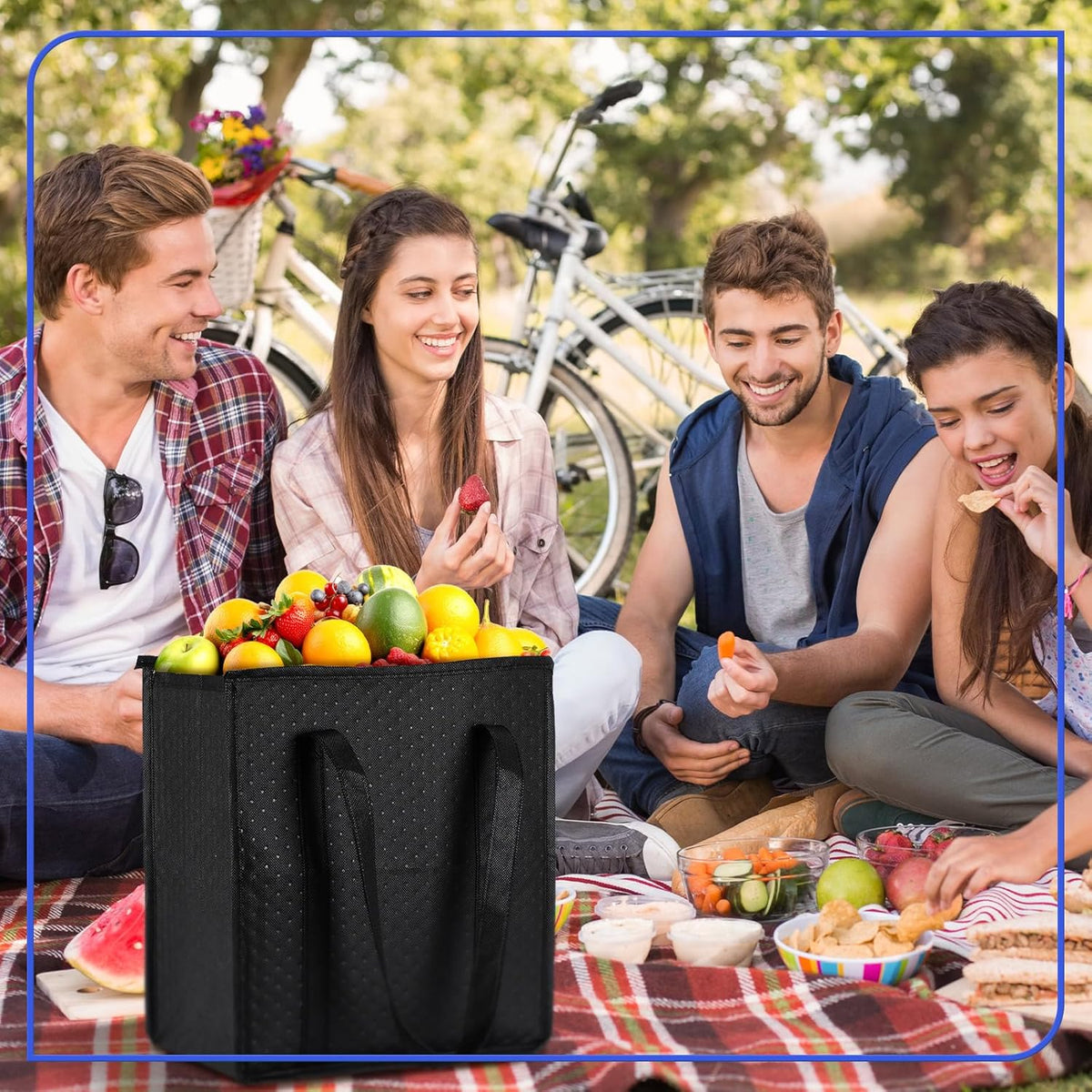 Paterr 4 Pcs Insulated Grocery Bags Large Reusable Insulated Cooler Bags with Zipper Top Shopping Totes for Hot or Cold Food