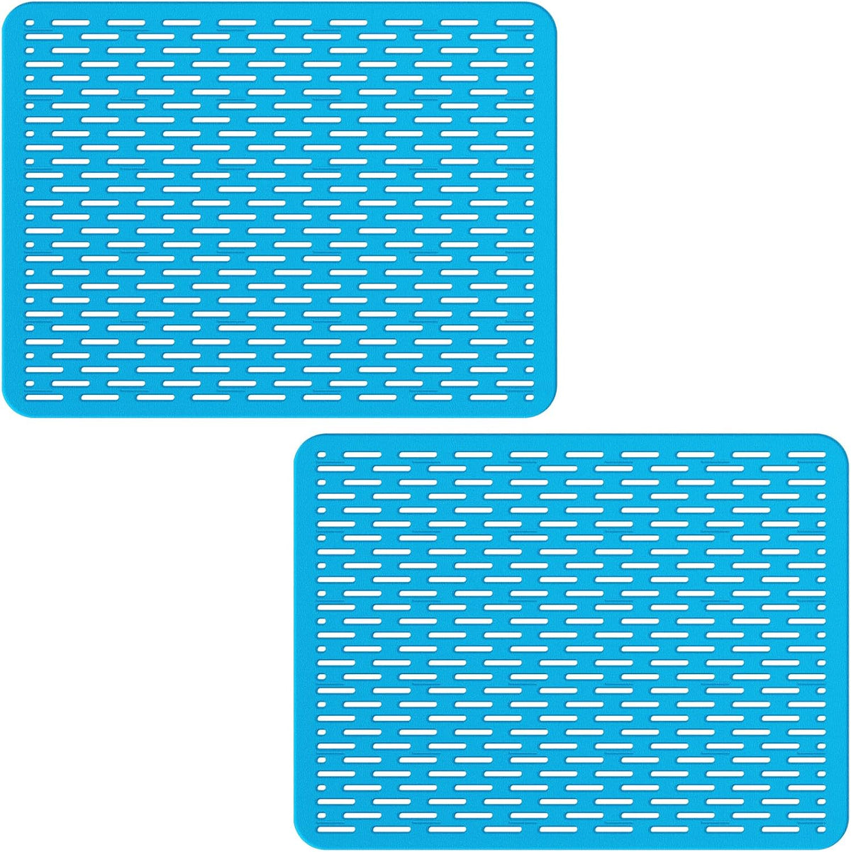 Bligli Mesh Sink Mat, 15.7 x 11.8inch Sink Prtector Mats for Kitchen Sinks, PVC Eco-Friendly Sink Protectors for Bottom of Sink, Fast Draining, Easy Cleaning, Clear Blue