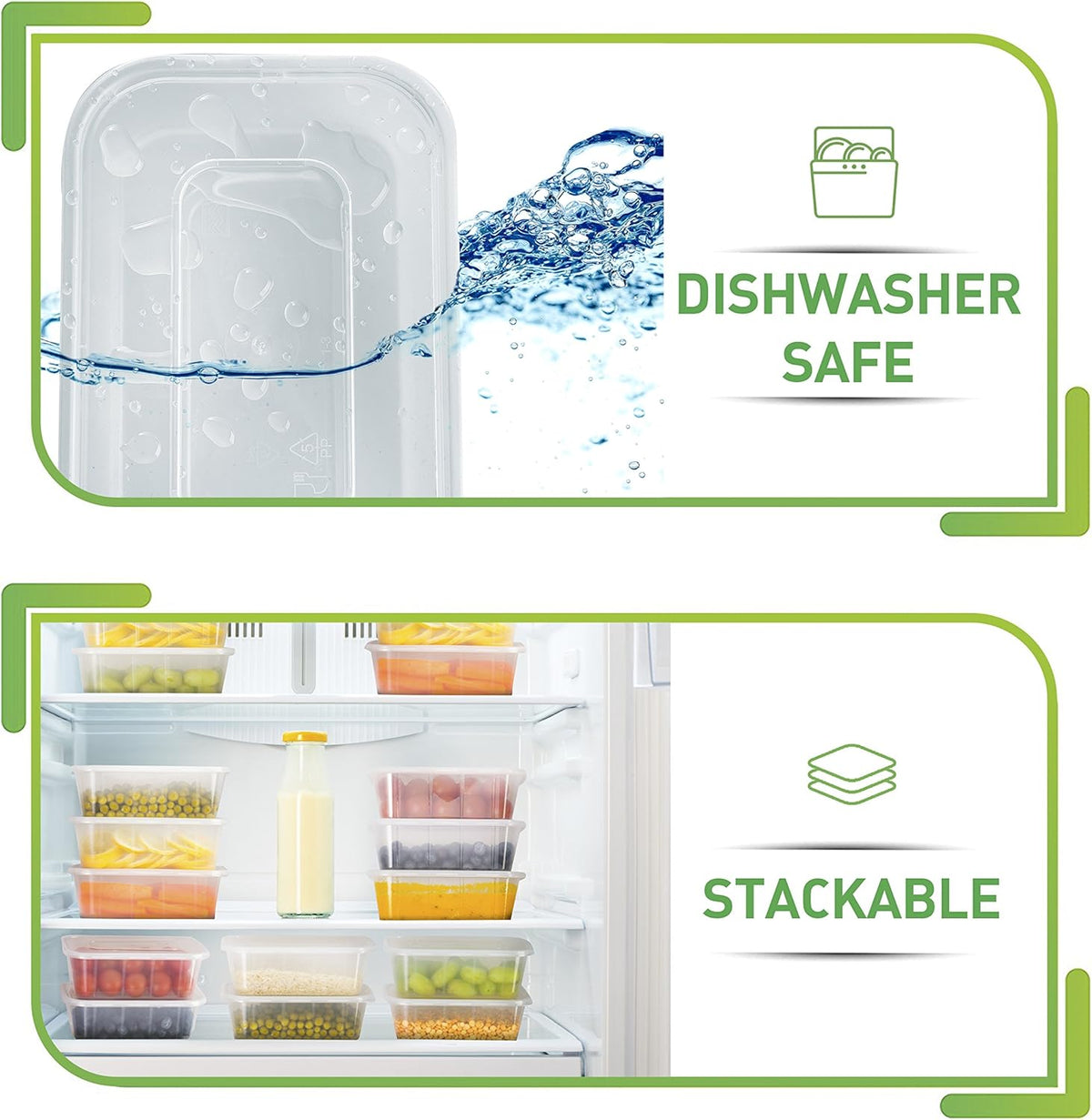 PrepNaturals 10 Pack Meal Prep Containers - 10 Pack of 25 Oz 100% BPA-free Plastic Food Storage Containers with Lids - Reusable Plastic Containers with Lids - Dishwasher Safe Lunch Containers