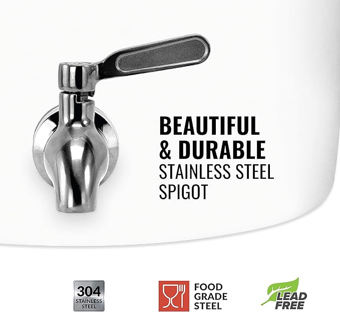 Geo Sports Bottles Geo Sports Porcelain Ceramic Crock Water Dispenser, Stainless Steel Faucet, Valve and Lid Included. Fits 3 to 5 Gallon Jugs. BPA Free (Black Stripe)