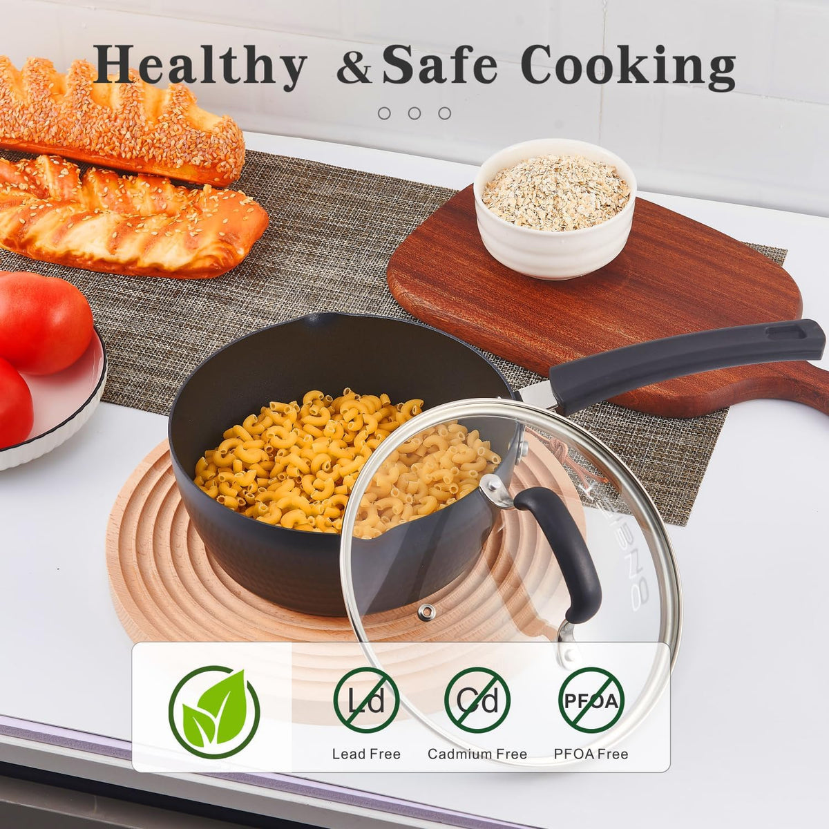 Nonstick Small Sauce Pan with Lid, 1.75QT Yukihira Sauce pan with Pour Spouts, Multipurpose Handy Little Saucepan with Stay Cool Handle, Small Pots for Cooking, Soups, Noodles, Milk