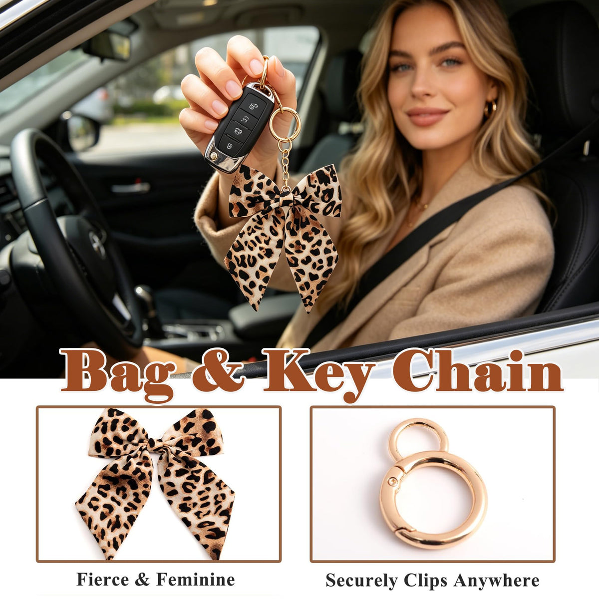 1-3 PCS Metal Handbag Chain Straps, Pearl & Heart Purse Strap Replacement, Decorative Bag Extension Chain for Tote & Shoulder Bags, Gift for Women (5PCS Leopard Print Bow & Pom-pom Set)