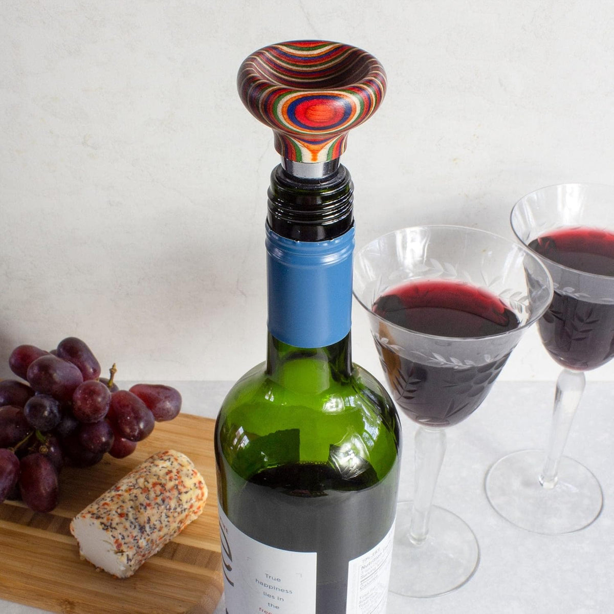 Totally Bamboo Baltique Marrakesh Collection Wine Bottle Stopper, Multicolor Leak-Proof & Reusable Wine Saver, Preserves Beverage Freshness
