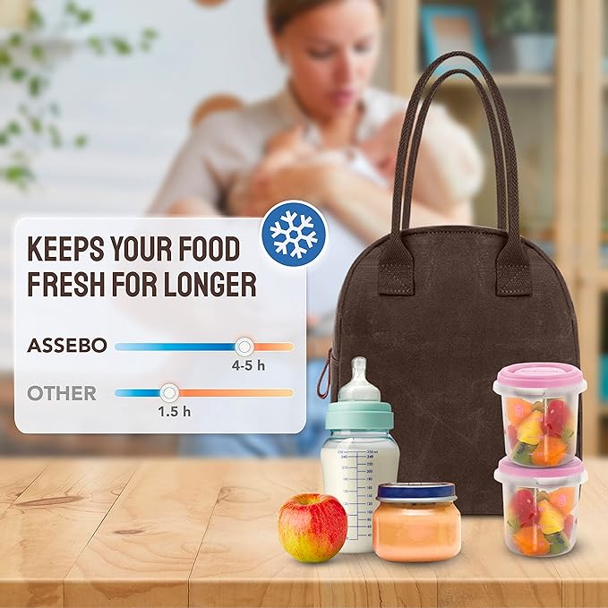 ASEBBO Insulated Lunch Bag for Women & Men (Chocolate Brown)