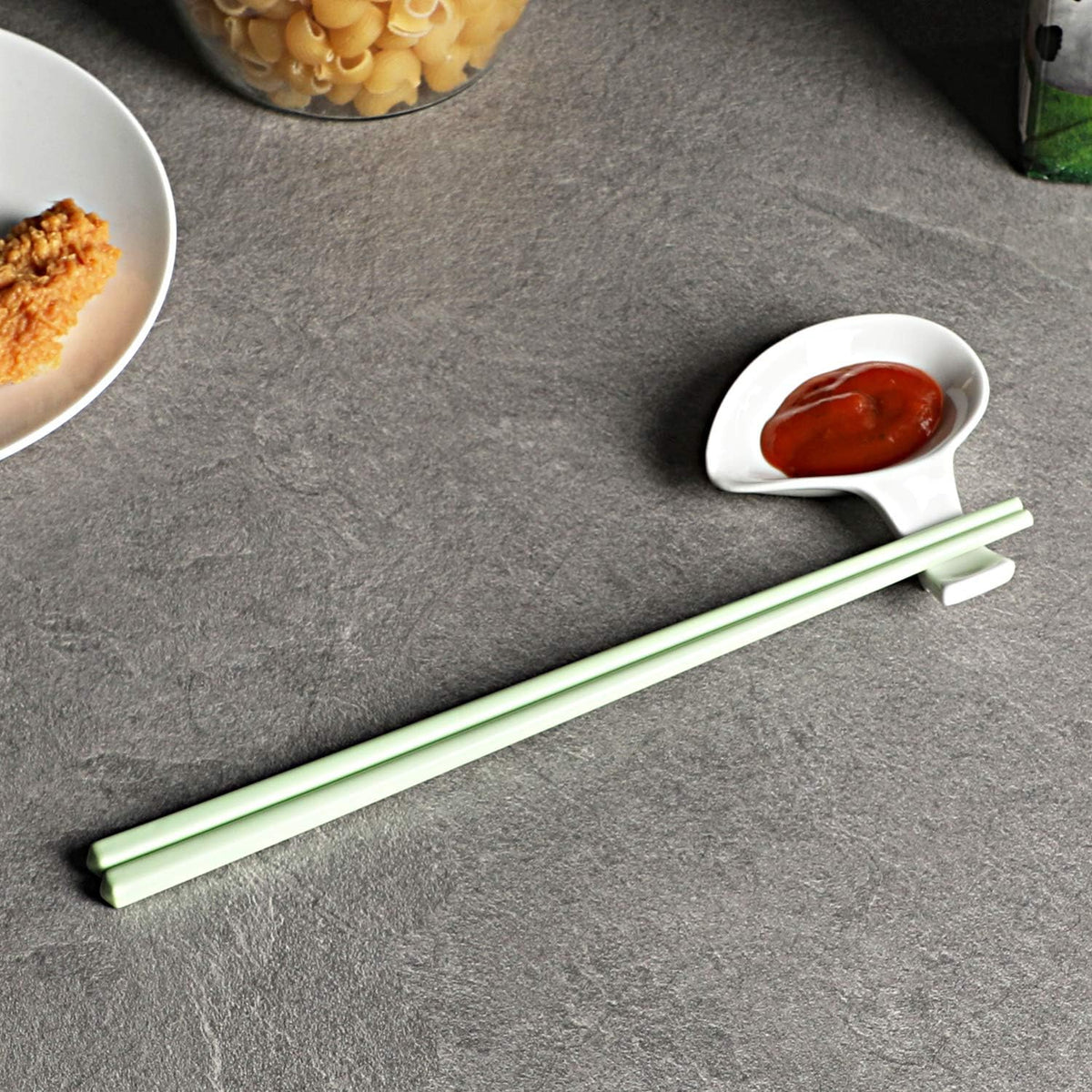 LEETOYI Ceramic Chopsticks Set of 5, Porcelain Chinese Chopsticks Easy To Clean, 9.6-Inch (MixColour)