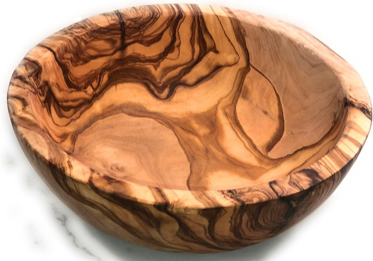 10" Artisan Olive Wood Serving Bowl Exotic Centerpiece or Serving Piece for Salads, Fruit, Snacks. In Sm 6", Med 7", Lg 8", Lg++ 10", XL 11", XXL 12", XXXL 13".(Large++ 10 inch)