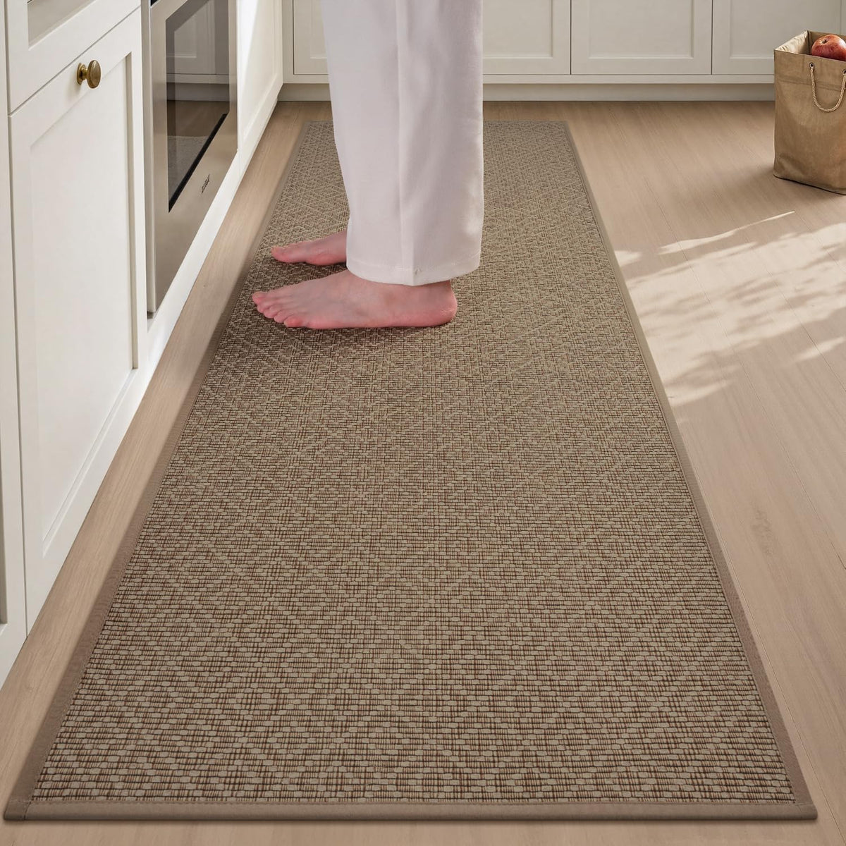 PADOOR Kitchen Runner, Rubber Backed Kitchen Runner Rugs Non Skid Washable, Super Absorbent Kitchen Mats for Floor Front of Sink, 20"x70" Brown