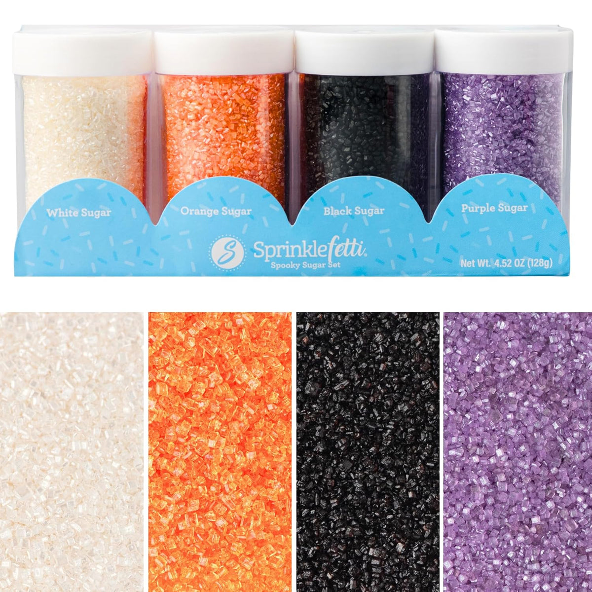 Sweets Indeed Sprinkles, 4 Pack, Edible Sprinkle Mix, Perfect for Cake Decorations, Baking, Ice Cream, Cookies, Cupcake Topper (Halloween Sugar)