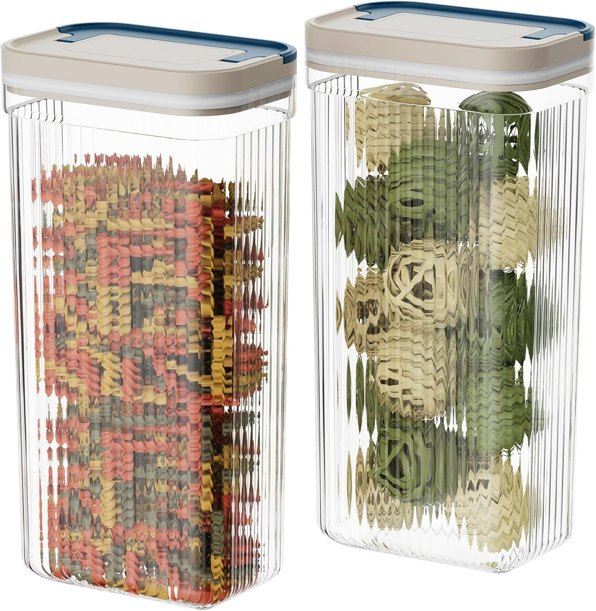 2 PACK 3.2L Food Storage Containers with Airtight Lids, 12" Tall Jar Food Container, BPA Free, Dry Food Storage for Pasta, Spaghetti, Cereal, Flour Pantry Organization, Cream