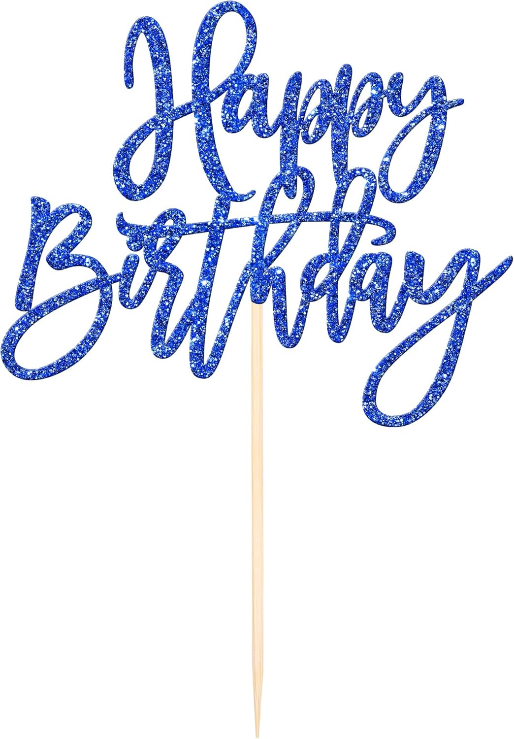 ZHUOWEISM 1 PCS Glitter Happy Birthday Cake Topper for Celebrating Anniversary Theme Party Cake Decorations Supplies Dark Blue