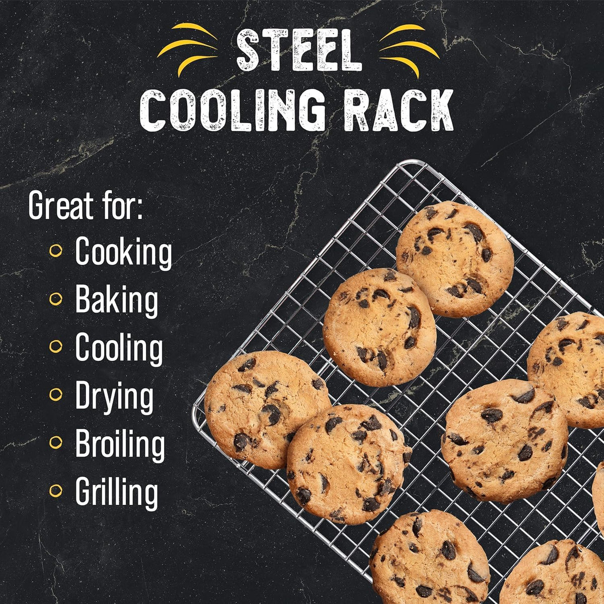 Checkered Chef Cooling Rack for Cooking and Baking - 8” x 11 ¾" Stainless Steel, Oven Safe Grid Wire Cookie Cooling Racks