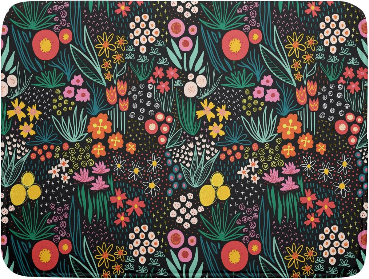 Giwawa Colorful Flowers Dish Drying Mats for Kitchen Counter 18 X 24 Inch Spring Floral Microfiber Dish Mat, Reversible Dish Drainer Mats Countertops Protector Pad