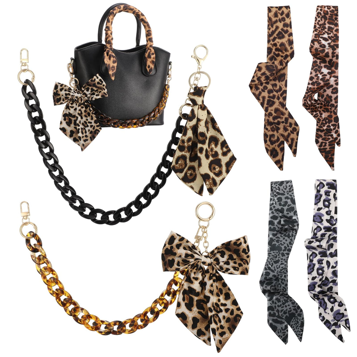 JATEBI 8 Pcs Leopard Bag Charms for Tote Bags