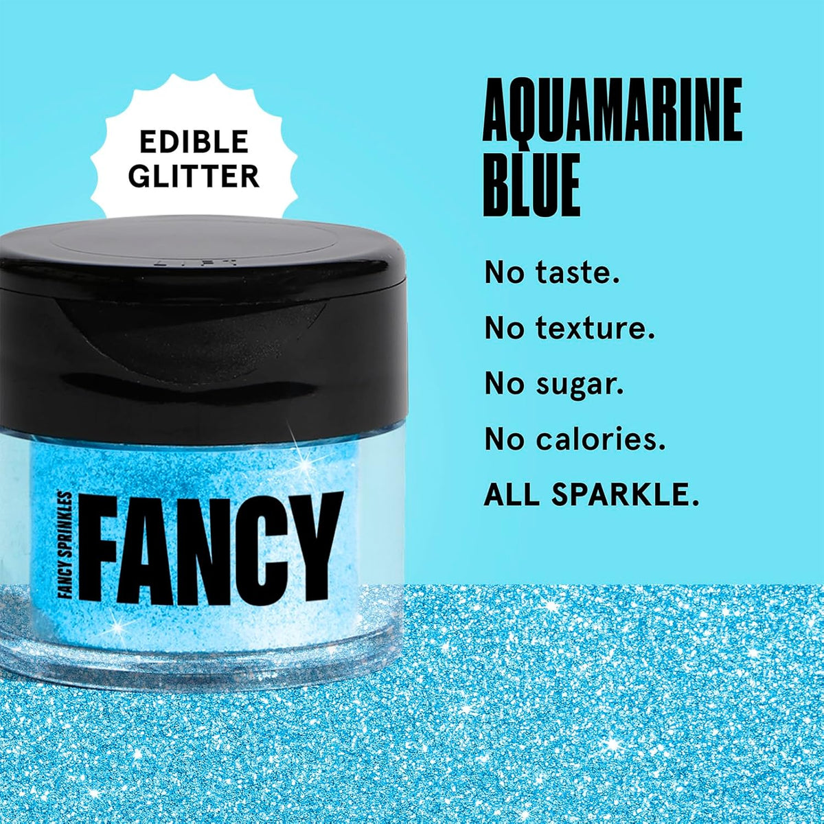 Fancy Sprinkles Aquamarine Blue Premium Edible Glitter, 100% Edible Glitter for Sparkling Food & Drinks No Taste or Texture (4gm)