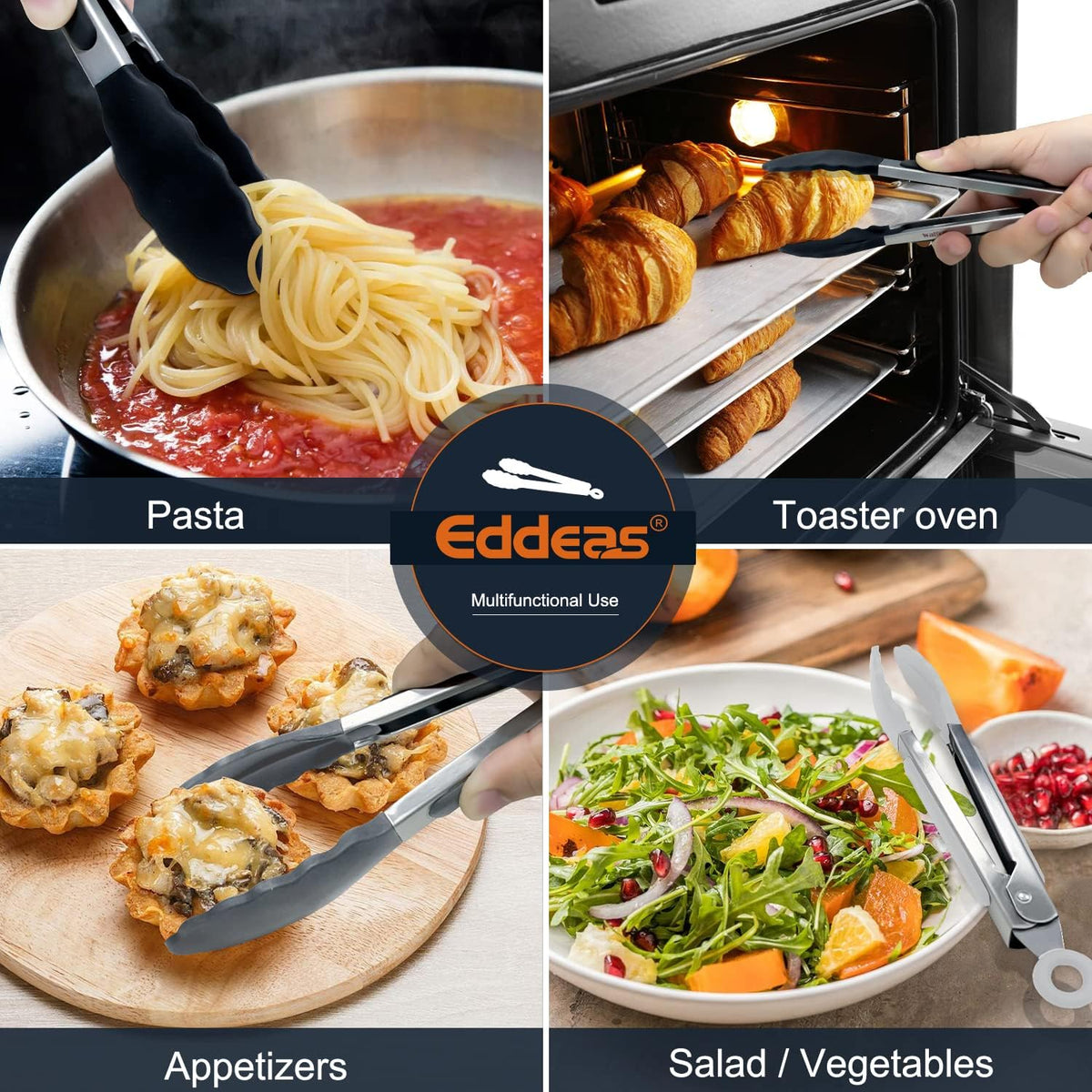 Small Tongs For Cooking - 7 inch Mini Tongs For Serving, Silicone Kitchen Tongs With Silicone Tip, Air Fryer, Appetizers, Veggies, Salad, Dishwasher safety Set of 3 Colour