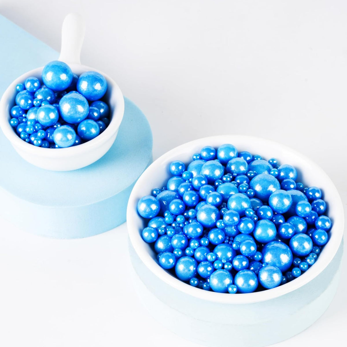 Kasvan Royal Blue Pearl Sugar Sprinkles - Edible Candy Pearls 130g/4.58 Oz, Mix Size, Baking Cake Decorations, Ice Cream Toppings and Cookie Decorating, Wedding Party Chirstmas Supplies (Royal Blue)