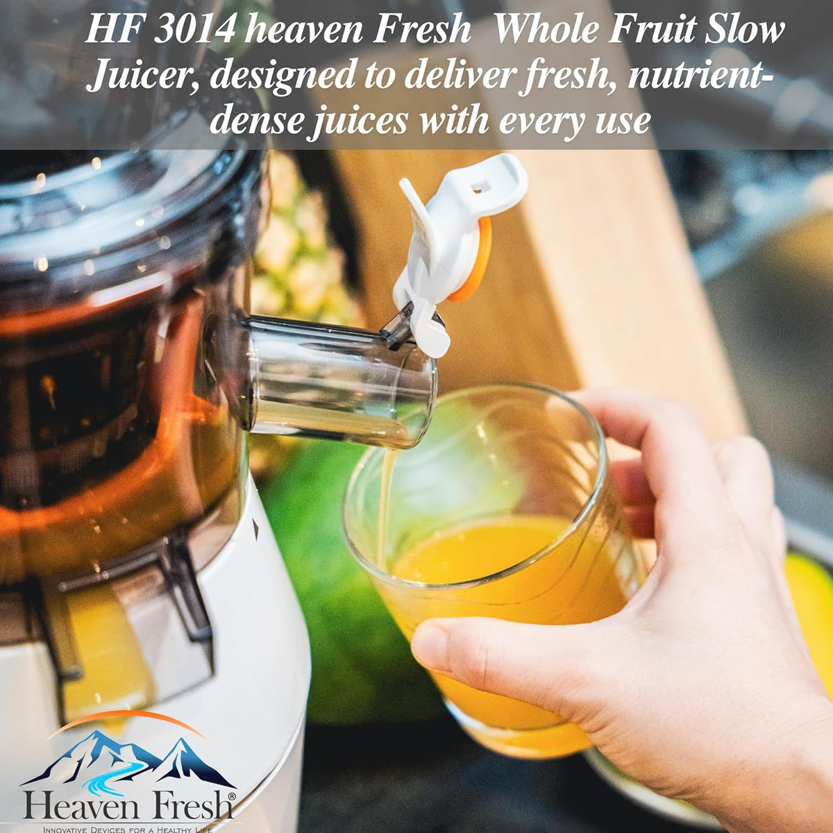 Cold Press Slow Masticating Juicer, Ultra-Quiet 240W Motor, Maximized Juice Yield, Included Frozen Dessert Strainer, Drip-Free Cap - White