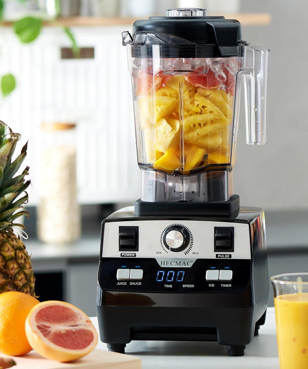 HECMAC 3-Peak HP Blender - 2200W Max/1400W Rated, 68oz BPA-Free Pitcher, 3 Programs, Self-Clean, Tamper - Smoothies, Ice Crush, Frozen Drinks, Food Prep - Home & Commercial, 110V